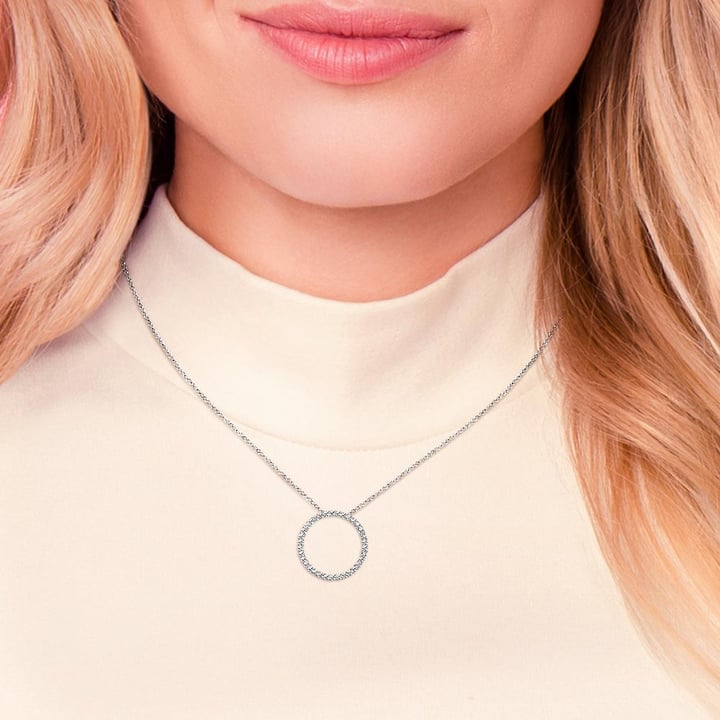 Open Circle Diamond Necklace In White Gold (1/2 Ctw) | 03